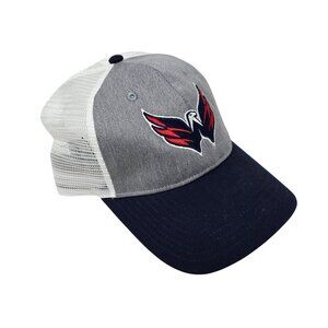 Fanatics NHL Washington Capitals Adjustable Trucker Hat Gray/Navy Mesh Back Snap